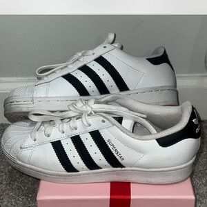 Adidas White Sneakers with Black Accents